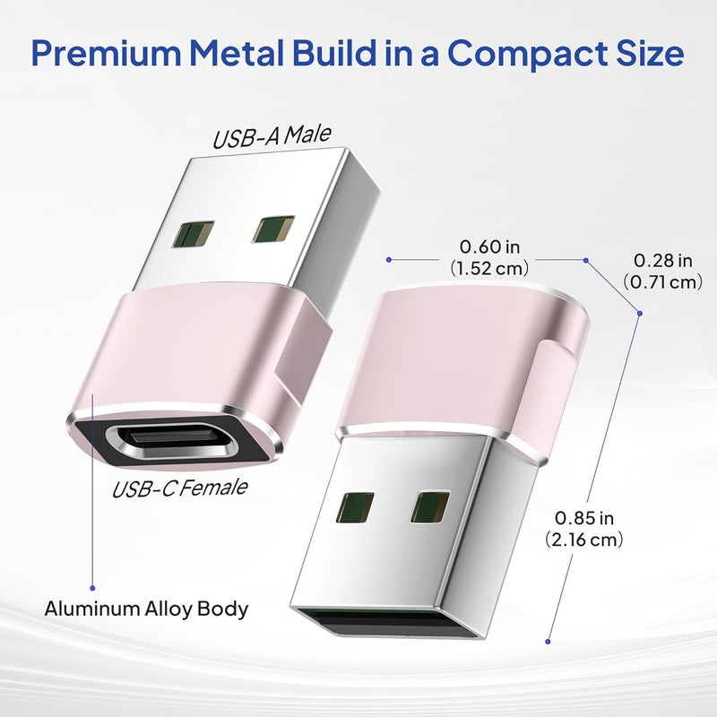 Elebase for Samsung Galaxy S25 Adapter,USB to USB C Adaptor 4Pack,Type C Female to A Male Cable Converter for Galaxy S24 S23 Plus Ultra FE,Z Fold Flip 7 6 5,A55 A54 A53 A52,Tab S10 S9 S8 A9 A8 A7 Lite - Image 4