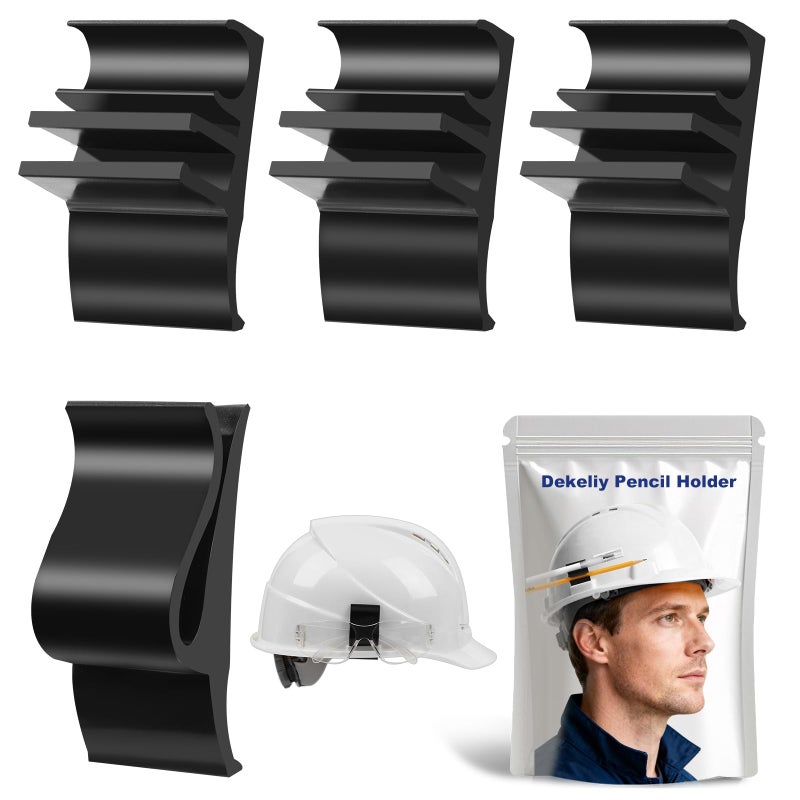 DEKELIY Hard Hat Accessory Clip Kitï¼š3Pcs Pencil & Marker Holder Clip & 1Pcs Safety Glasses Clip Holder,No-Drill Hard Hat Clips On Tool Organizer for Standard Industrial Construction Helmet Slot - Image 1