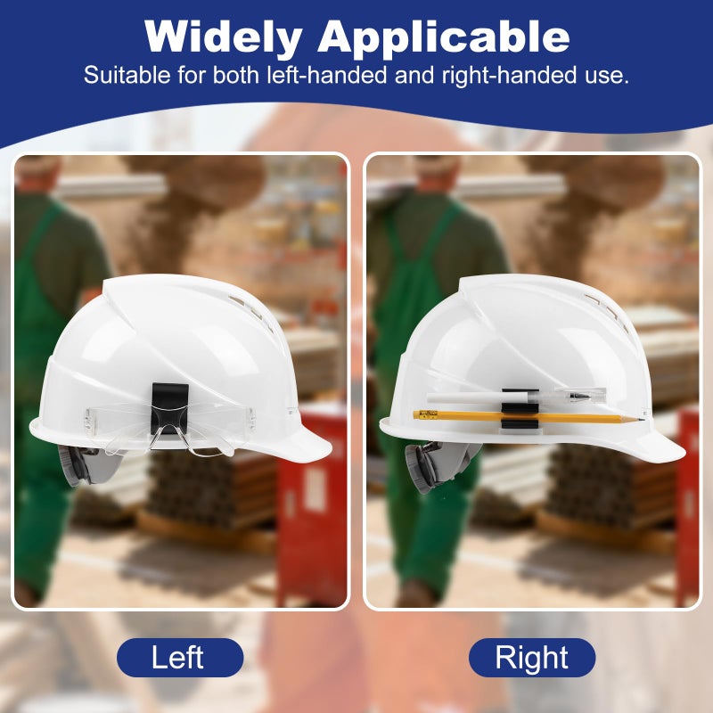 DEKELIY Hard Hat Accessory Clip Kitï¼š3Pcs Pencil & Marker Holder Clip & 1Pcs Safety Glasses Clip Holder,No-Drill Hard Hat Clips On Tool Organizer for Standard Industrial Construction Helmet Slot - Image 3