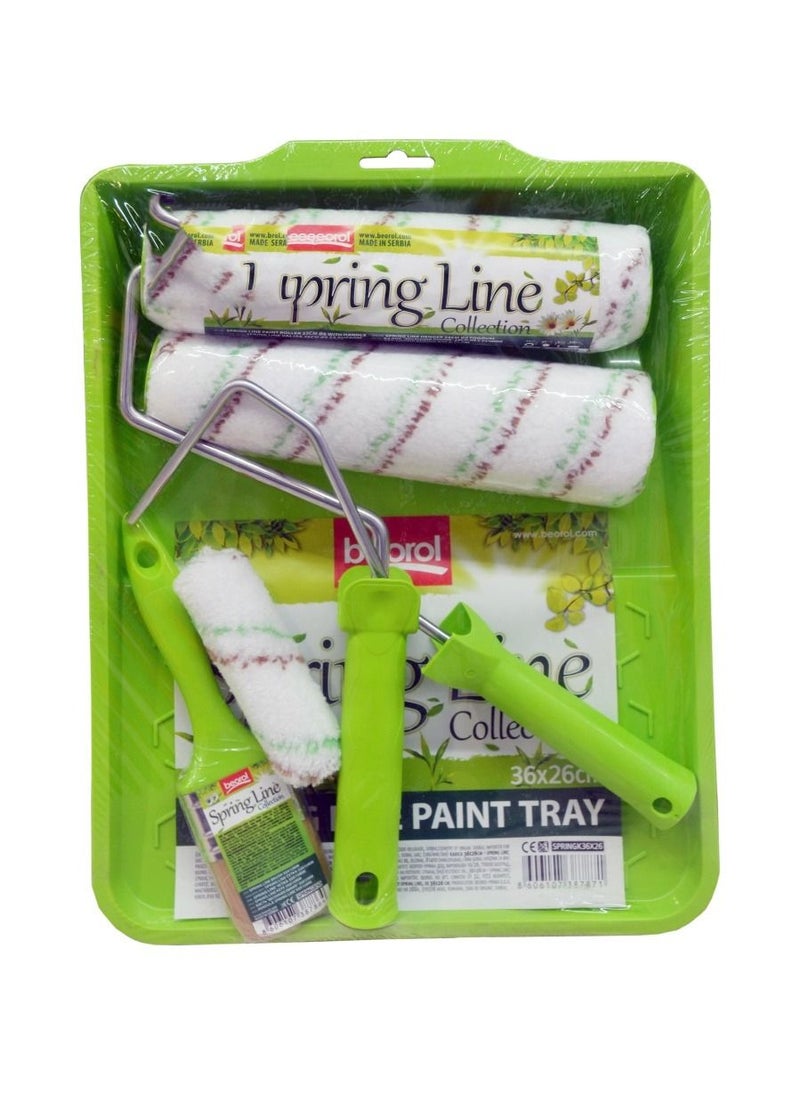 Beorol - Beorol Painting Set Spring Tray + Brush + 3 Roller + 2 Handles SPRINGSETL - Image 1