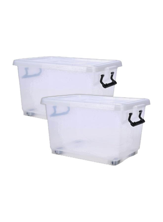 Cosmoplast صندوق تخزين بلاستيكي شفاف سعة 22 لتر مع عجلات وغطاء قابل للقفل (عبوة من 2) - Image 1