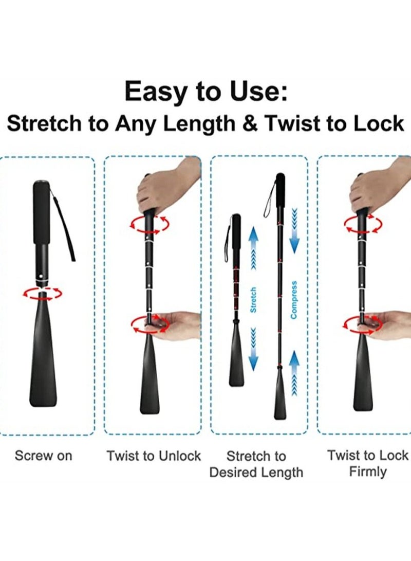 Shoehorn ShoeHorn Long Handle Telescopic Metal Shoe Horn Adjustable Length Aluminum Alloy Portable Long Handled Shoe Horn Shoe Horn Long Handle for Seniors Men Women Kids