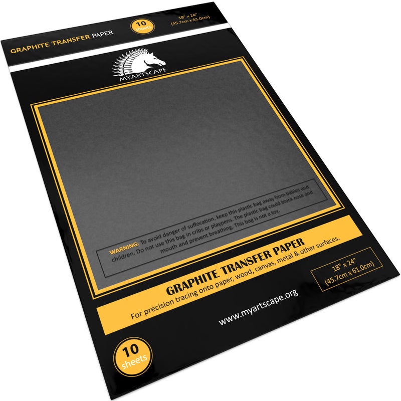 Myartscape MyArtscape Graphite Transfer Paper 18 x 24  10 Sheets  Black Waxed Carbon Paper  for Drawing Tracing and Transfer  Premium Arts and Crafts Supplies