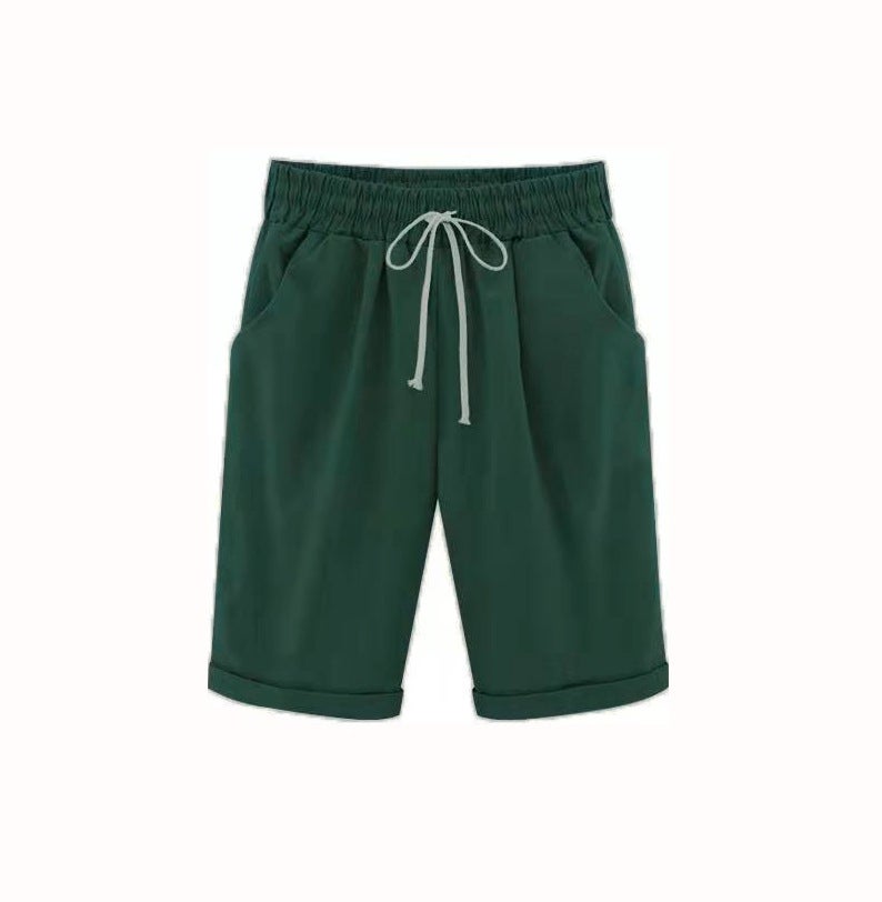 Plus Size Womens Casual Summer Capris dark green