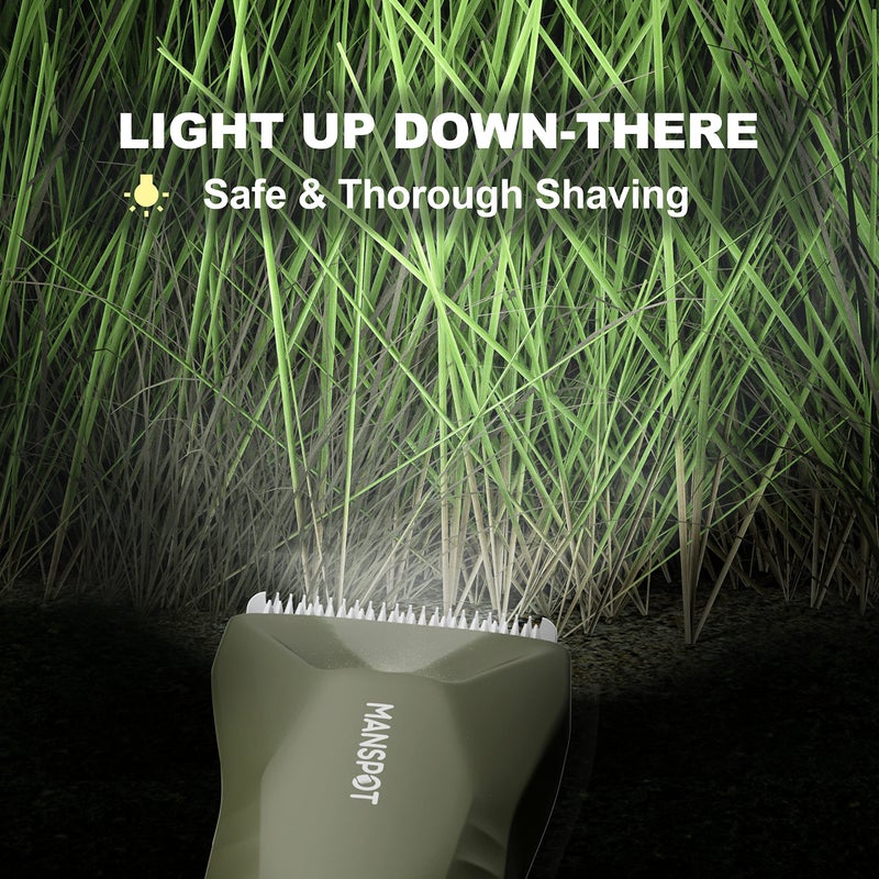 MANSPOT Manscape Trimmer for Men Ball/Pubic/Groin, Electric Body Hair Trimmer, Replaceable Ceramic Blade Heads,Waterproof for Wet/Dry Use,Standing Recharge Dock,90 Minutes Shaving After Charged(Green) - Image 3