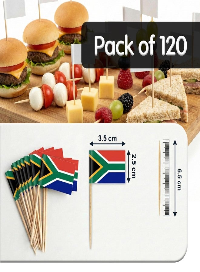 Mobi Lock 120 Pcs South Africa Flag Cocktail Picks - 6.5cm (2.5in) Bamboo Toothpicks with Mini Flags - Sturdy Food & Drink Garnish Picks for Parties, Bars, Catering & Events - by Mobi Lock - Image 3