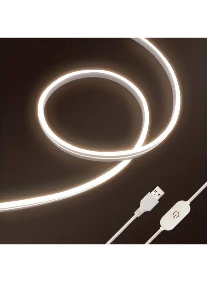 196.85 Inch Warm White USB Neon LED Strip Light Flexible for Home Decor - Image 1