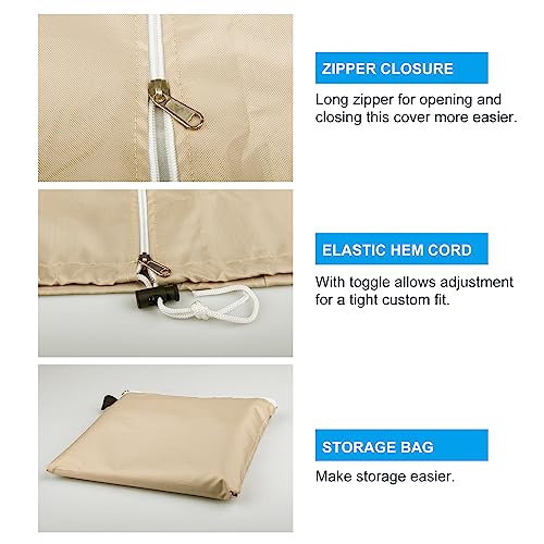 OKPOW Umbrella Cover 420D Oxford Fabric Patio Umbrella Covers Waterproof with Zip, for 9ft to 12ft Garden Outdoor Umbrella (Khaki) - Image 4