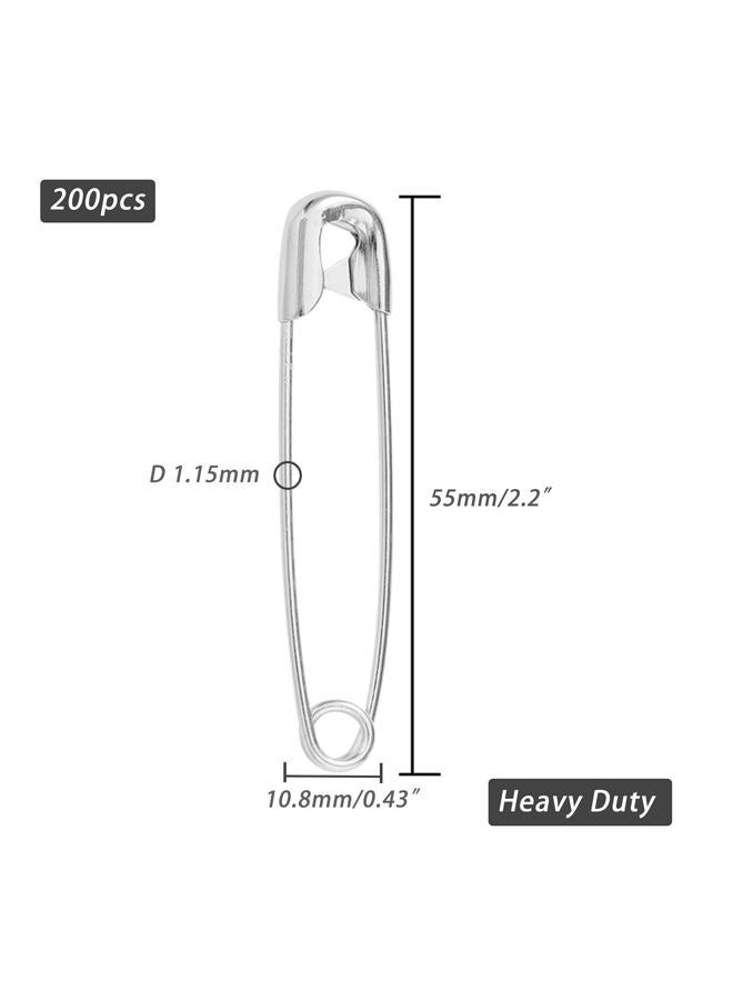 iRIIRIO Large Safety Pins 55mm/2.2inch, Heavy Duty Safety Pins 200pcs, Stainless Steel Safety Pins Bulk Metal Silver Sewing Pins Perfect for Sewing Quilting Cloth Curtain Bedsheet Sofa Laundry. - Image 2