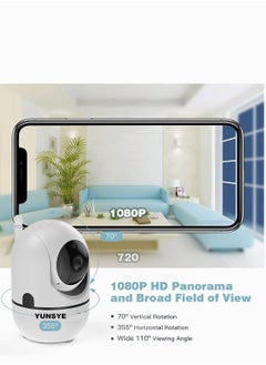YUNSYE Indoor Security Camera 1080P Wifi Camera Baby Monitor with Cloud Storage, Motion Detection, Automatic tracking，Two-Way Audio, IR Night Vision  - Image 2