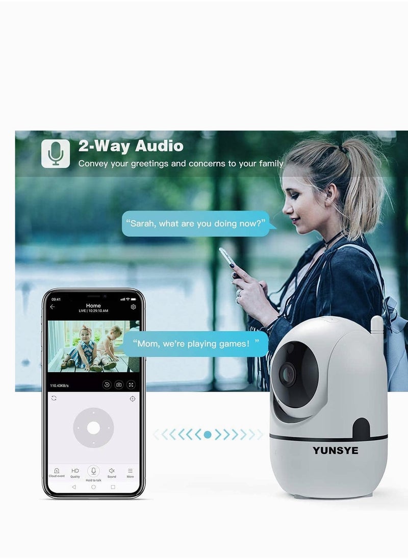 YUNSYE - Indoor Security Camera 1080P Wifi Camera Baby Monitor with Cloud Storage, Motion Detection, Automatic tracking，Two-Way Audio, IR Night Vision - Image 1