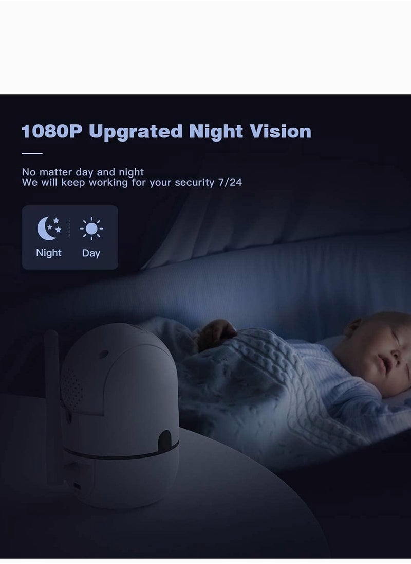 YUNSYE - Indoor Security Camera 1080P Wifi Camera Baby Monitor with Cloud Storage, Motion Detection, Automatic tracking，Two-Way Audio, IR Night Vision - Image 1