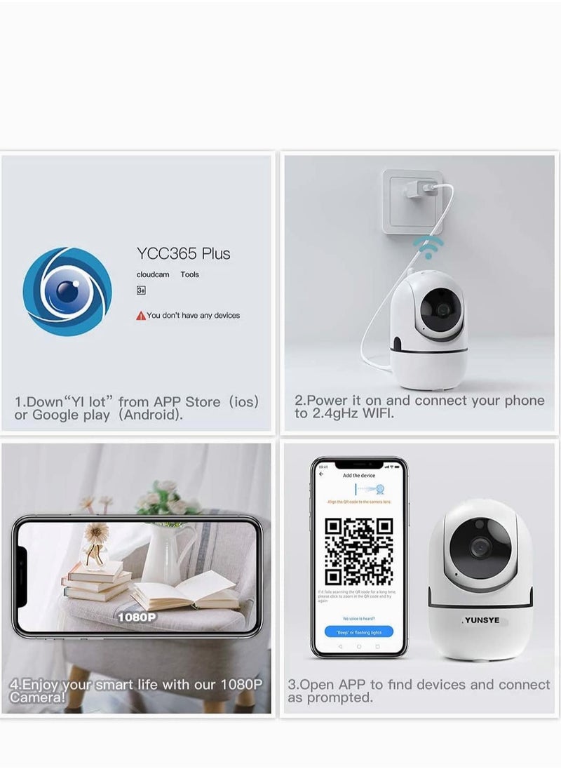 YUNSYE - Indoor Security Camera 1080P Wifi Camera Baby Monitor with Cloud Storage, Motion Detection, Automatic tracking，Two-Way Audio, IR Night Vision - Image 1