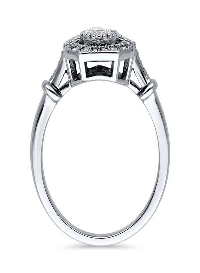 BERRICLE Sterling Silver Vintage Inspired Art Deco Cubic Zirconia CZ Fashion Ring for Women, Rhodium Plated - Image 4