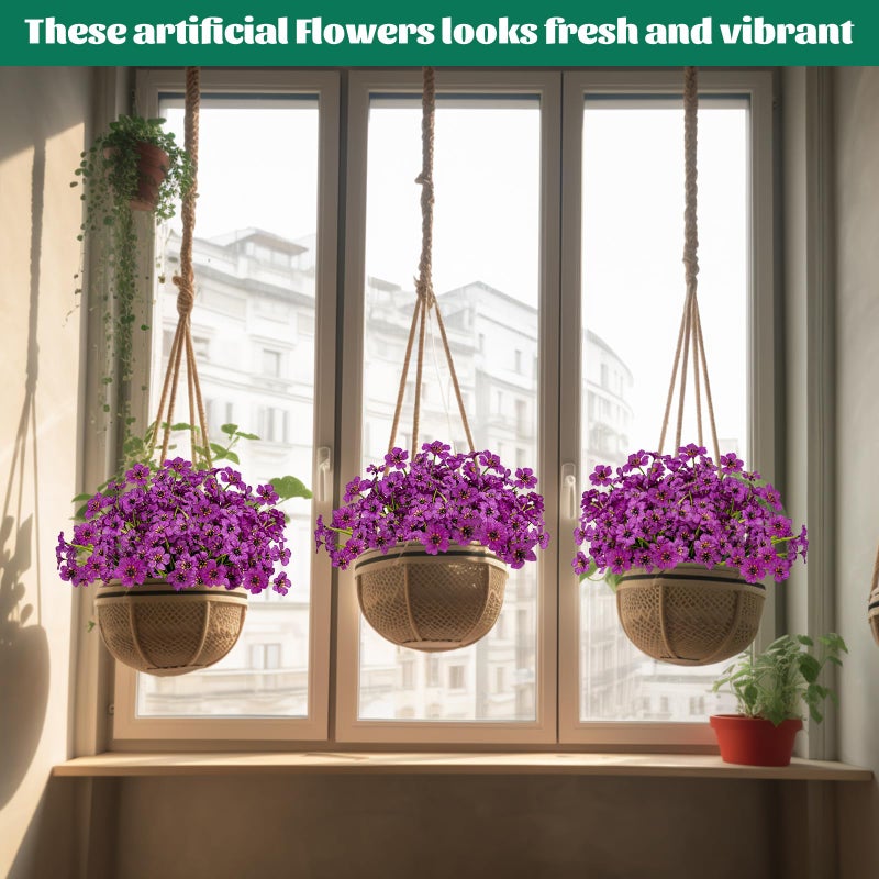 Lnoicy 24 Pcs Artificial Flowers for Outdoor,Plastic Flowers Decoration, UV Resistant Faux Flowers Shrubs, Artificial Plants for Indoor Outside Garden Home Wedding Farmhouse(Fuchsia) - Image 4