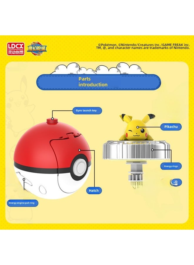 Magic Gyro Pokemon Pikachu Ib Spin Wardo Pokemon Elf Ball Children's Boys Toy-Color:Pikachu (1 Gyro +1 Elf Ball Launcher + Doll) - Image 5
