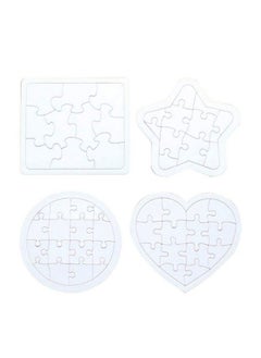 Toyvian Sublimation Blank Puzzle 4 Pcs Kids Coloring Blank Puzzle Four Shapes Drawing Board Use As Party Favors Diy Invites And More (Random Style)  - Image 2