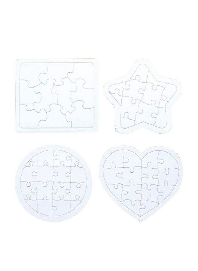 Toyvian - Sublimation Blank Puzzle 4 Pcs Kids Coloring Blank Puzzle Four Shapes Drawing Board Use As Party Favors Diy Invites And More (Random Style) - Image 1