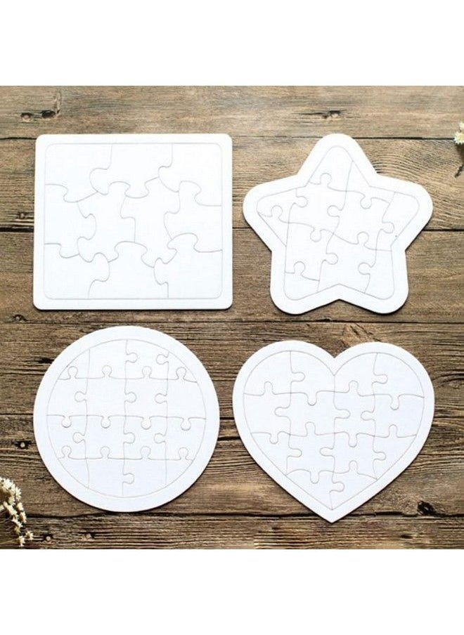 Toyvian - Sublimation Blank Puzzle 4 Pcs Kids Coloring Blank Puzzle Four Shapes Drawing Board Use As Party Favors Diy Invites And More (Random Style) - Image 1