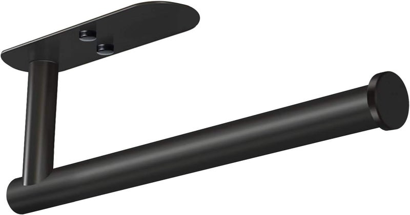 VAEHOLD Adhesive Paper Towel Holder Under Cabinet Wall Mount for Kitchen Paper Towel, Black Paper Towel Roll Holder Stick to Wall, SUS304 Stainless Steel（Black） - Image 1