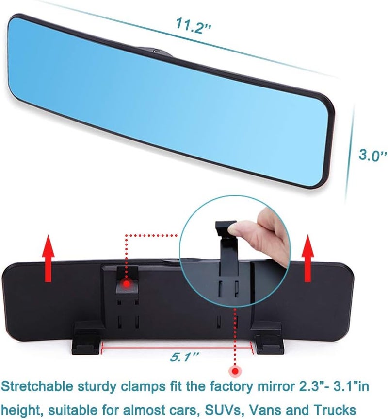 SkycropHD Anti Glare Rear View Mirror for Car, Clip on Wide Angle Panoramic Rearview Mirror Eliminate Blind Spots – Convex, Blue - Image 5