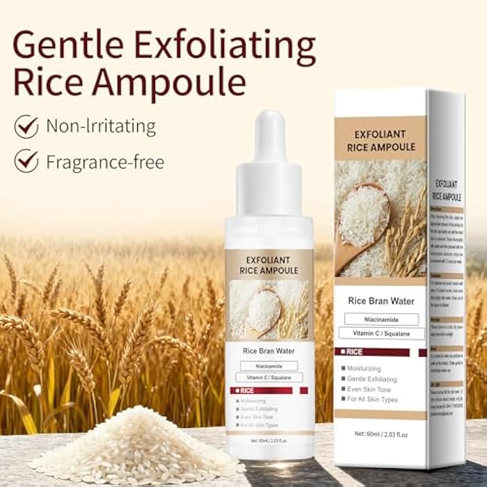 YAFUSIPE Peel Shot Glow Rice Ampoule, White Rice Exfoliant Body Scrub, Blackhead Remover for Face and Nose Pore Cleaner Chemical Peel Dead Skin Remover Feet Facial Skin Care for Even Skin Tone, 60ml - Image 4