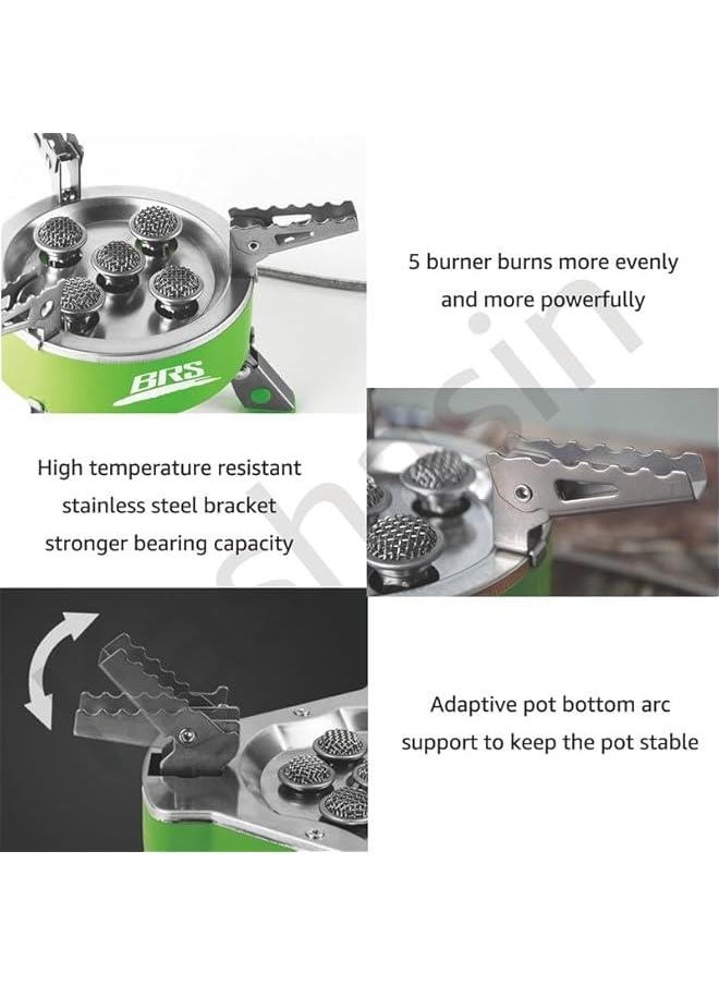 بي آر إس BRS 7000W موقد تخييم، محمولة على الظهر من البروبان والبوتان القوي في الهواء الطلق 5 شعلات موقد غاز مقاوم للرياح للمشي في الهواء الطلق نزهة المطبخ موقد الطوارئ (7000W)  - Image 4