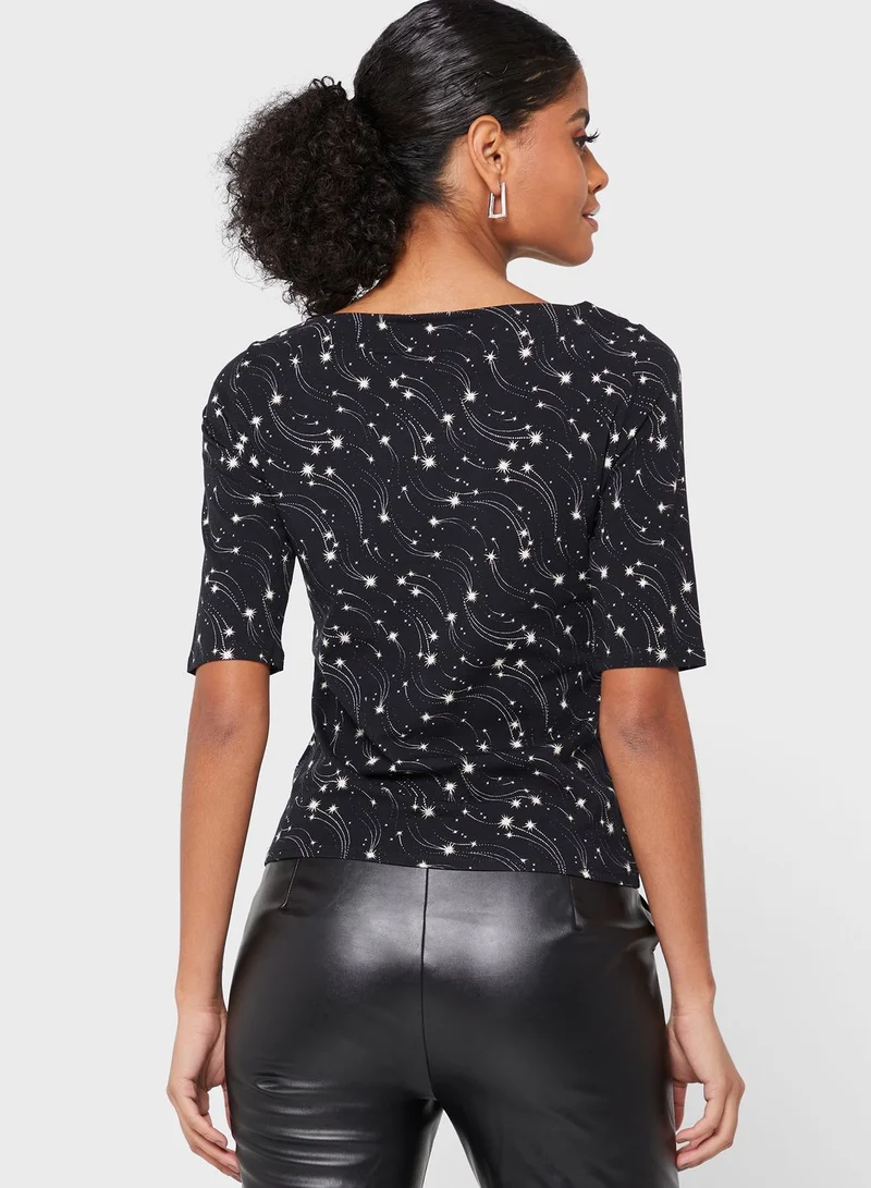 Ted Baker Printed Boat Neck Top
