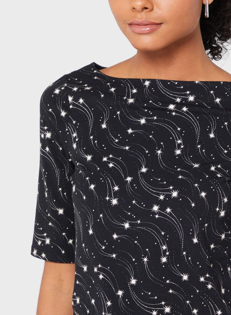 Ted Baker Printed Boat Neck Top