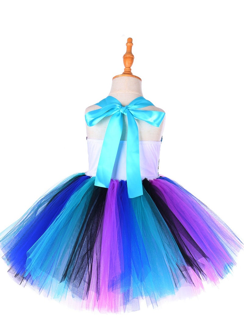 GUDOO Girl Mermaid Dress Princess Dress with LED Lights, Dress up Gift Princess Dress Birthday Gift (5-6 Years Old L) - Image 3