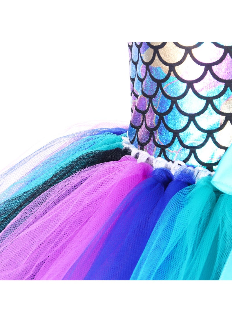 GUDOO Girl Mermaid Dress Princess Dress with LED Lights, Dress up Gift Princess Dress Birthday Gift (5-6 Years Old L) - Image 5