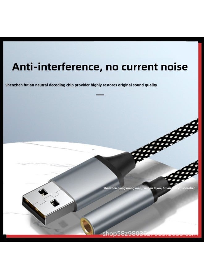 USB To 3.5mm Audio Braided Adapter Round Hole Desktop Computer Laptop Headset Microphone External Sound Card-Color:Usb To 3.5 Braided Cable  - Image 5