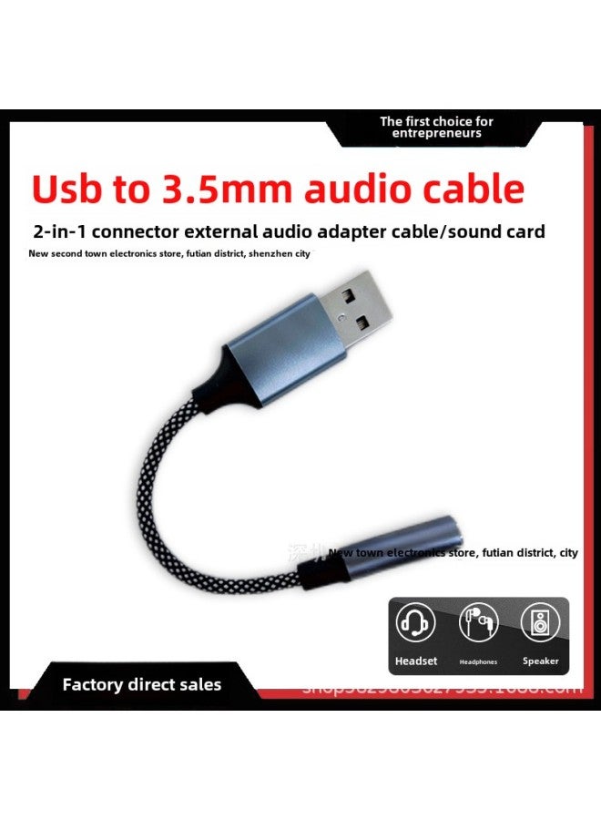USB To 3.5mm Audio Braided Adapter Round Hole Desktop Computer Laptop Headset Microphone External Sound Card-Color:Usb To 3.5 Braided Cable  - Image 2