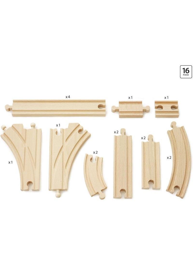 Brio BRIO World Expansion Pack Intermediate - Works with All BRIO Train Sets - FSC-certified 16-Piece Wooden Train Tracks with Switches - Grow Existing Systems and Create Railway Empires - Kids Ages 3 & Up  - Image 3