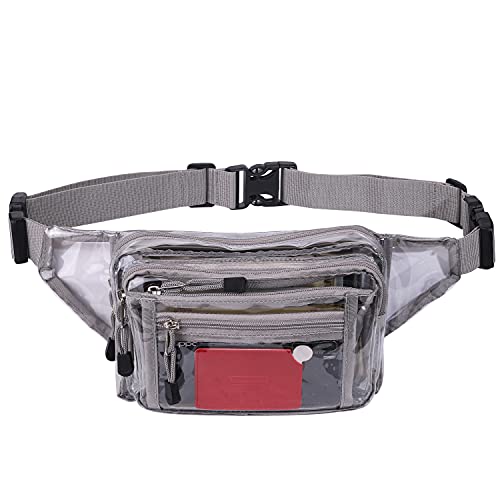 USPECLARE Clear Bag Stadium Approved Transparent Fanny Pack for Women for Work,Multi-purpose Waist Bag for Travel & Sporting Event (Grey Clear) - Image 2