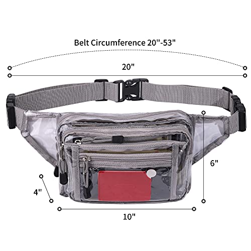 USPECLARE Clear Bag Stadium Approved Transparent Fanny Pack for Women for Work,Multi-purpose Waist Bag for Travel & Sporting Event (Grey Clear) - Image 5