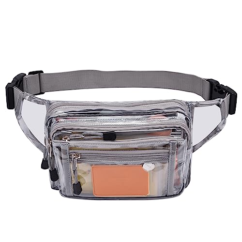 USPECLARE Clear Bag Stadium Approved Transparent Fanny Pack for Women for Work,Multi-purpose Waist Bag for Travel & Sporting Event (Grey Clear) - Image 1