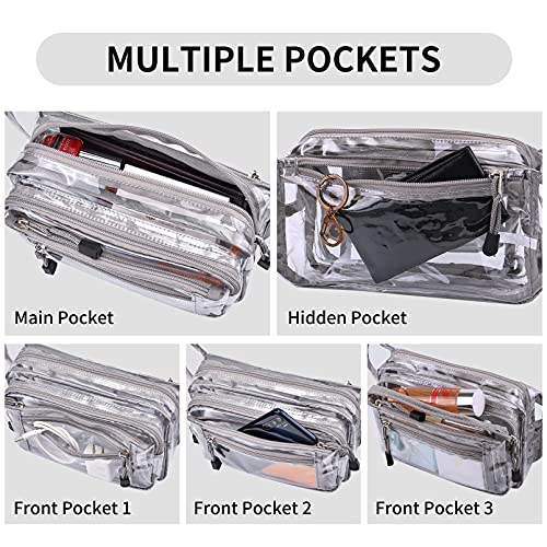 USPECLARE Clear Bag Stadium Approved Transparent Fanny Pack for Women for Work,Multi-purpose Waist Bag for Travel & Sporting Event (Grey Clear) - Image 4