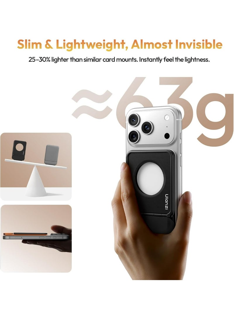 ULANZI Magnetic Phone Tripod Stand Selfie Stick for iPhone, Hangable Phone Stand w Strong Magnetic, Foldable Portable Tripod Free Angles for iPhone 17/16/15/14/13, Travel Essentials Accessories, Black - Image 2