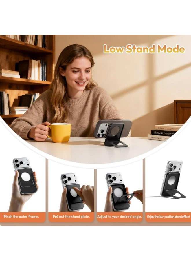 ULANZI Magnetic Phone Tripod Stand Selfie Stick for iPhone, Hangable Phone Stand w Strong Magnetic, Foldable Portable Tripod Free Angles for iPhone 17/16/15/14/13, Travel Essentials Accessories, Black - Image 4
