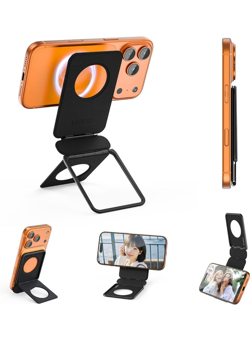 ULANZI Magnetic Phone Tripod Stand Selfie Stick for iPhone, Hangable Phone Stand w Strong Magnetic, Foldable Portable Tripod Free Angles for iPhone 17/16/15/14/13, Travel Essentials Accessories, Black - Image 1