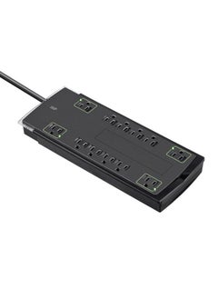 Monoprice 12 Outlet Slim Surge Protector Power Strip 10 Feet Black ; Heavy Duty Cord ; Ul Rated 4230 Joules With Grounded And Protected Light Indicator  - Image 3