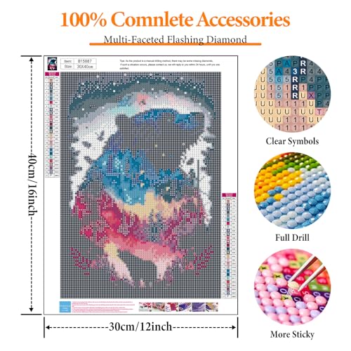 Offito Bear Diamond Art Kits for Adults, Forest Polar Bear Diamond Painting Kits for Beginners, DIY Full Drill Dots Gem Art Paint for Home Wall Decor 12 x 16 Inch - Image 4