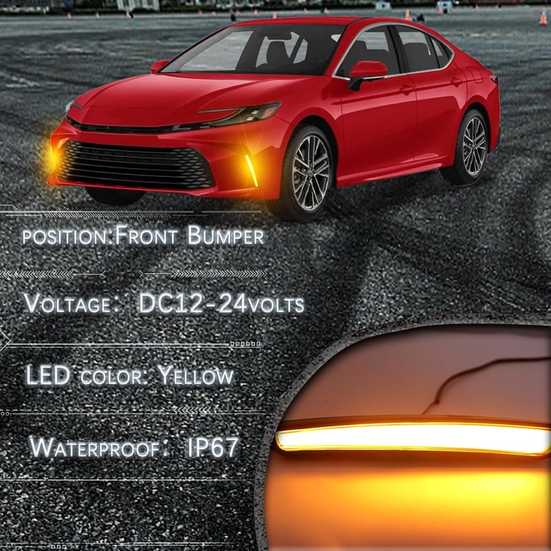 GEEGEETOP Front Fog Light LED Bumper Grille Intake Trim Kit for Toyota Camry 2025 LE XLE - Turn Signal & Daytime Running Light, 2 PCS - Image 3