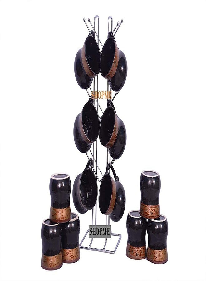 CR18 COLLECTION مجموعة CR18: طقم مكون من 4 قطع من الفولاذ المقاوم للصدأ، يشمل حامل أكواب للقهوة والشاي، و12 خطافًا للأكواب، ورفّين للتخزين في خزائن المطبخ متعددة الطبقات، وحامل أطباق، ورف أدوات مائدة، ورف أطباق واحد. - Image 4