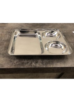 KC KC Stainless Steel Partition Plate 3 in1 | Bhojan Thali | Snacks Plate/Dinner Plate Set of 6  - Image 4