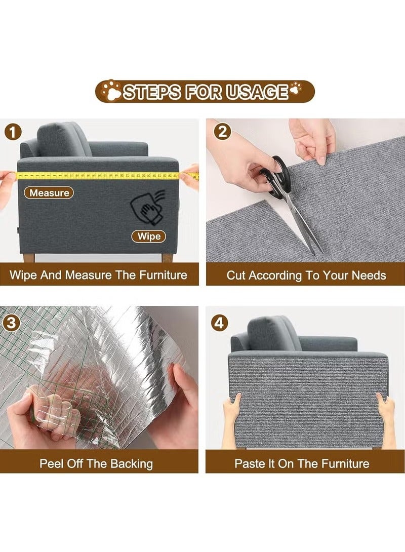 Cat Scratching Mat, Cat Scratching Board, 78.7" x 15.75", Anti-Cat Scratching Furniture Protector, Cat Wall Scratching Board, Multi-purpose Self-adhesive Replacement Pad, Cuttable Cat Scratching Mat, Cat Tree Stand, Cat Tree Stand Replacement Pad, Sofa Furniture Protector (Gray) - Image 4