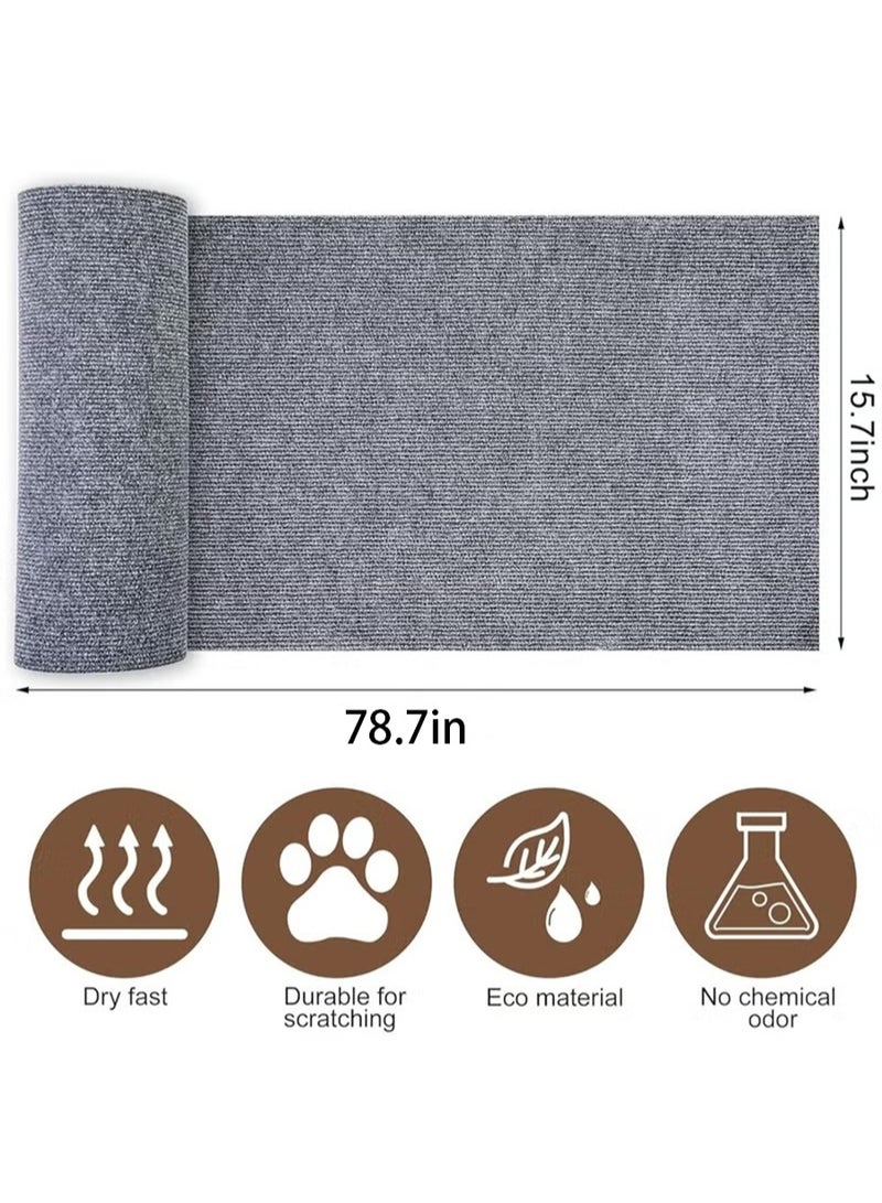 Cat Scratching Mat, Cat Scratching Board, 78.7" x 15.75", Anti-Cat Scratching Furniture Protector, Cat Wall Scratching Board, Multi-purpose Self-adhesive Replacement Pad, Cuttable Cat Scratching Mat, Cat Tree Stand, Cat Tree Stand Replacement Pad, Sofa Furniture Protector (Gray) - Image 5