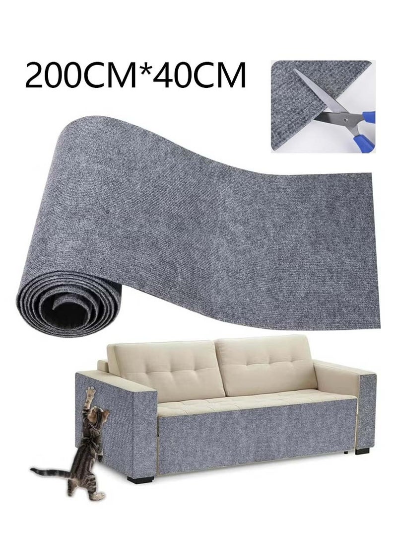 Cat Scratching Mat, Cat Scratching Board, 78.7" x 15.75", Anti-Cat Scratching Furniture Protector, Cat Wall Scratching Board, Multi-purpose Self-adhesive Replacement Pad, Cuttable Cat Scratching Mat, Cat Tree Stand, Cat Tree Stand Replacement Pad, Sofa Furniture Protector (Gray) - Image 1