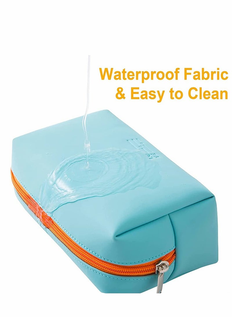 Pink Portable Cosmetic Bag Set 2Pcs Waterproof Zipper Pouch Travel Toiletries Organizer for Women and Girls PU Leather Small Accessory Case - Image 2